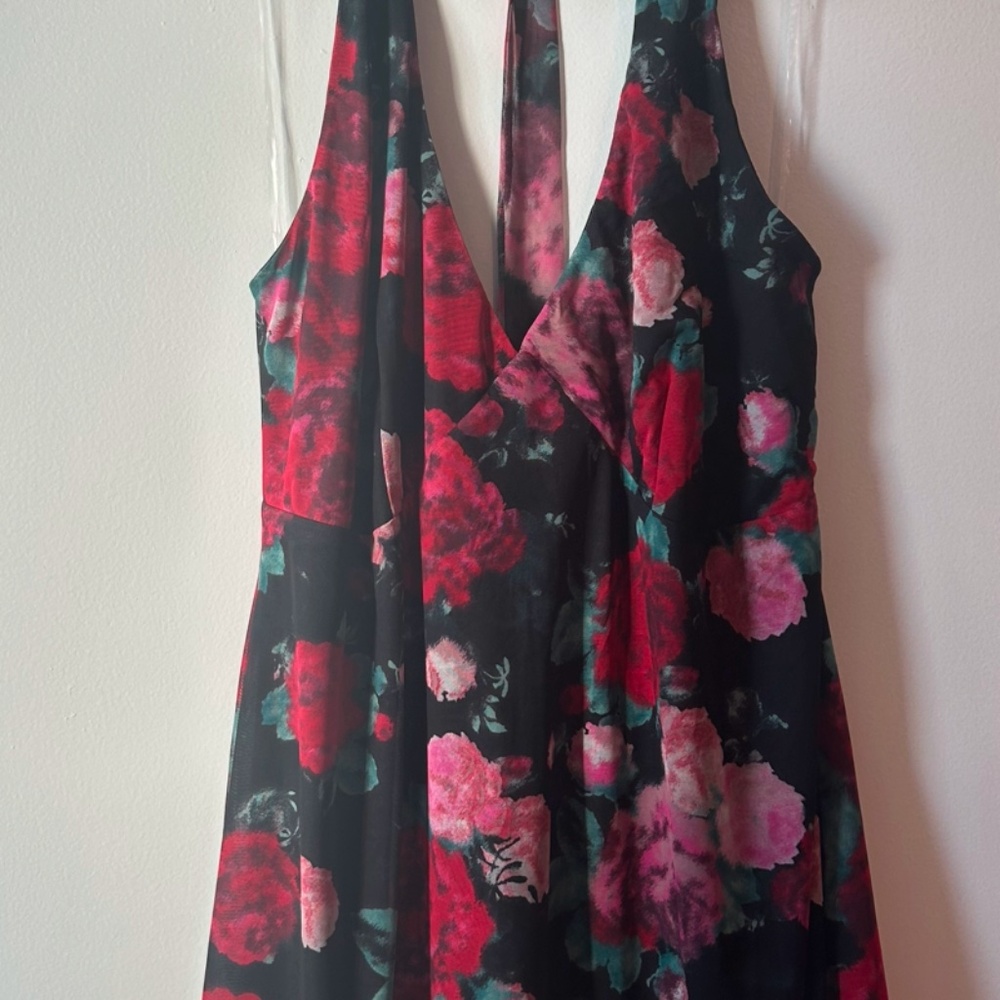 Scarf Halter Mesh Mini Dress